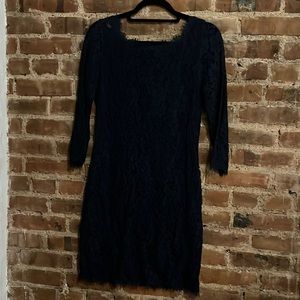 Diane Von Furstenburg Navy Blue, Lace Dress